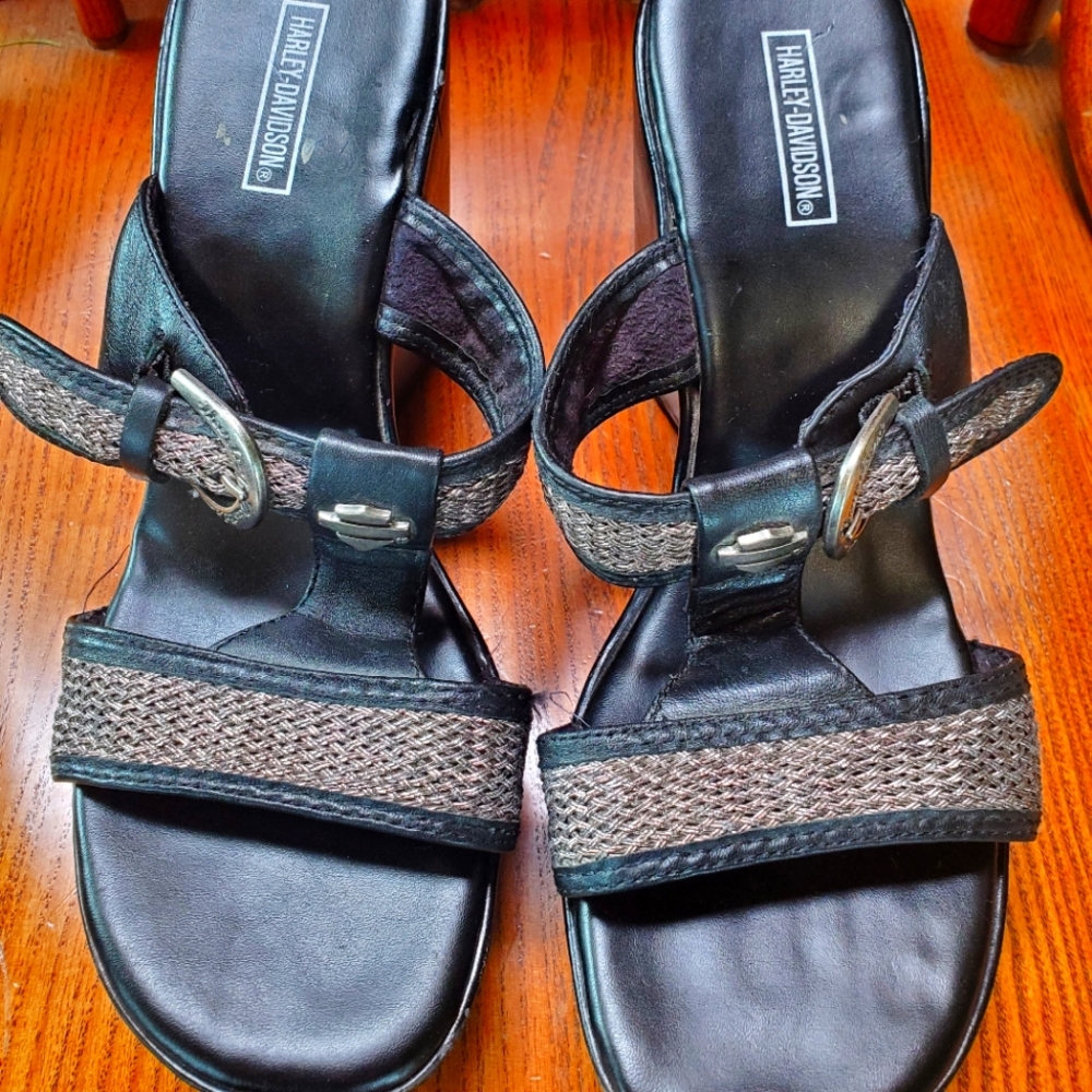 Harley Davidson Black and Silver Platform shoes